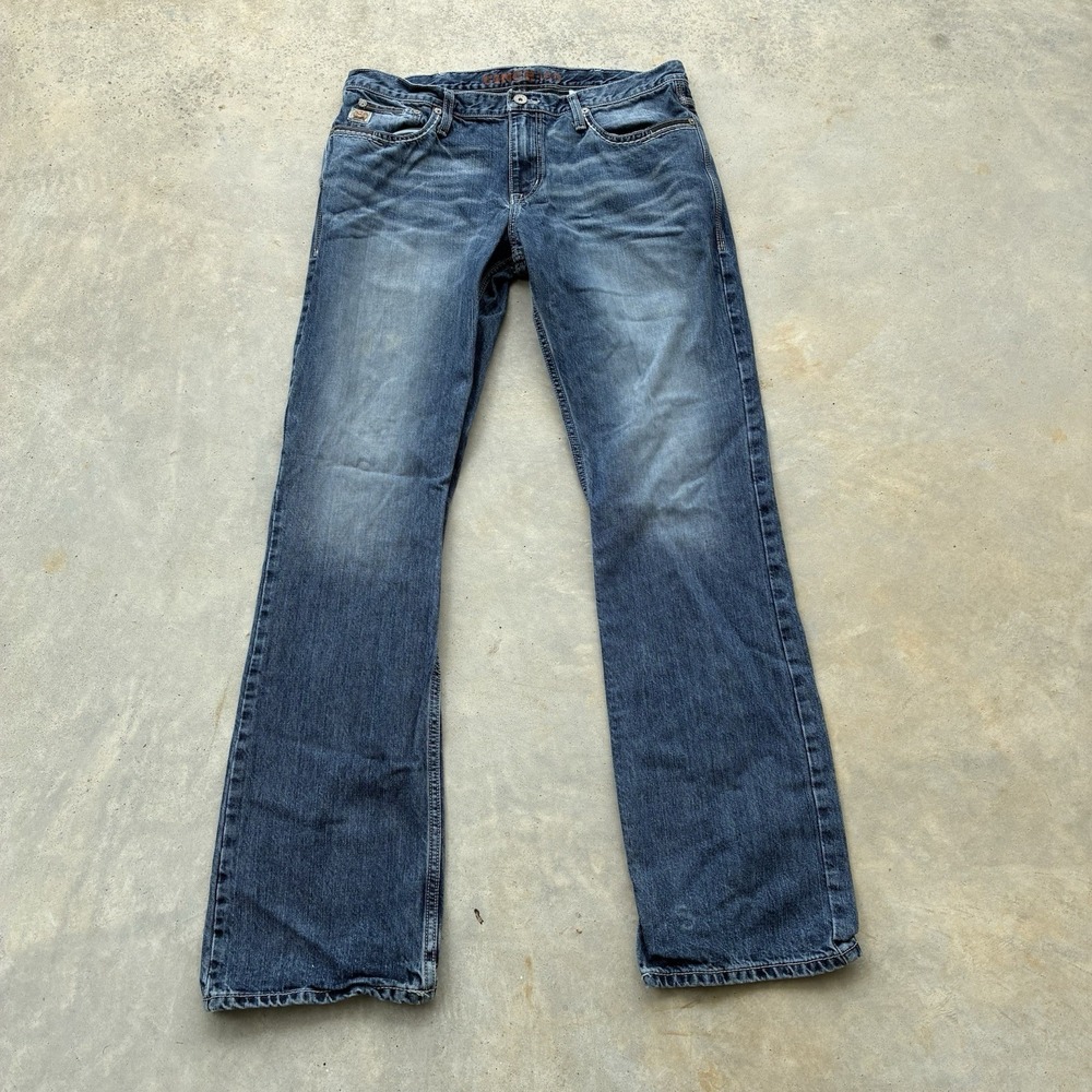 Cinch Ian Jeans Men 36x36 Blue Slim Bootcut Western Cowboy Denim Faded